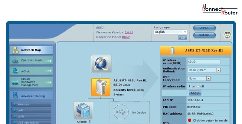 Asus Router dashboard